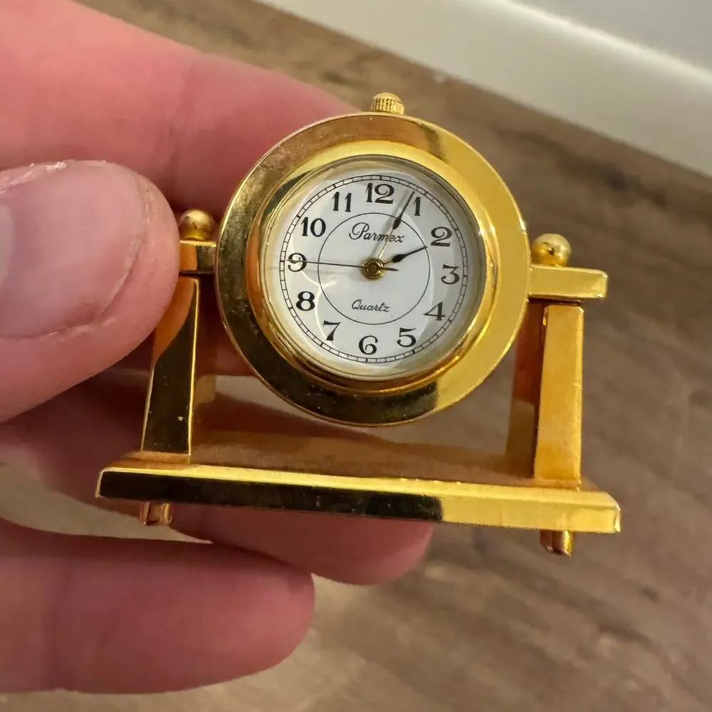 Vintage Miniature Parmex Desk Clock Quartz Japan Mantle Clock Style Cute
